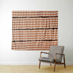 Brown and White Abstract Geometric Tapestry
