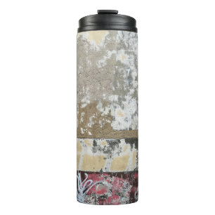 Brown and white abstract painting thermal tumbler