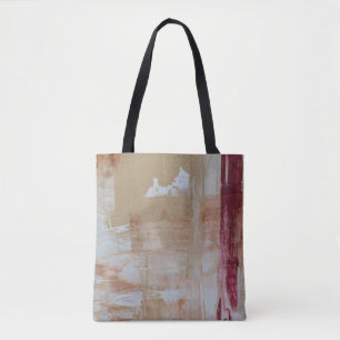 Brown and white abstract painting tote bag