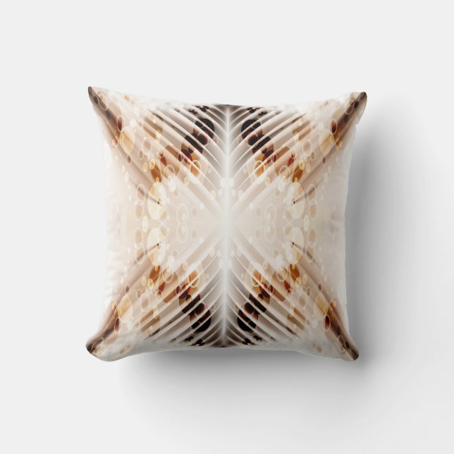 Brown and white abstract pattern throw pillow (Front)