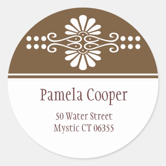 Brown And White Address Label Stickers (Front)