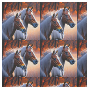 Brown And White Brumby Horses, Fabric