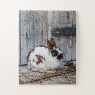 Brown and White Bunny  Rabbit on the Farm Jigsaw Puzzle