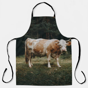 BROWN AND WHITE CHAINED COW APRON