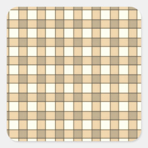 Brown and white check blocks square sticker