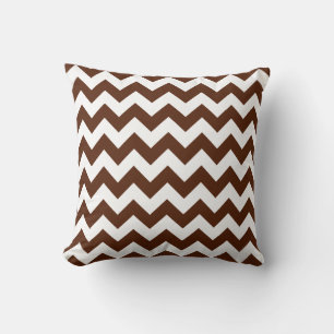 Brown and White Chevron Throw Pillow