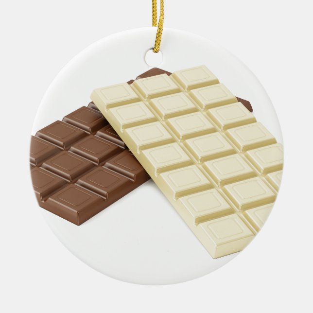 Brown and white chocolate bars ceramic ornament (Front)