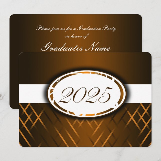 Brown and White Class of 2025 Party Invitation (Front/Back)