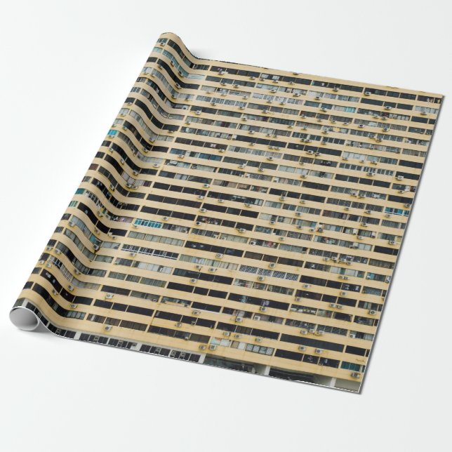 Brown and white concrete building wrapping paper (Unrolled)