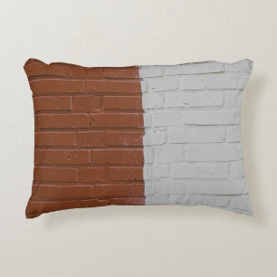 Brown and white concrete wall accent pillow