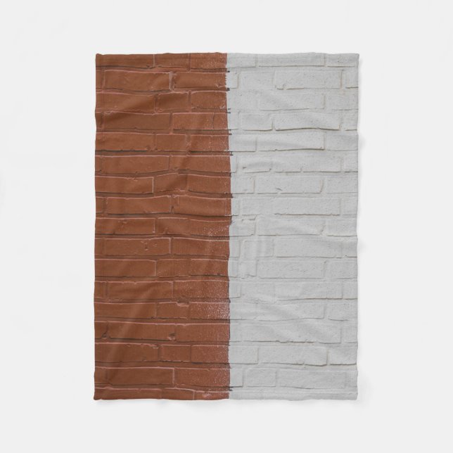Brown and white concrete wall fleece blanket (Front)