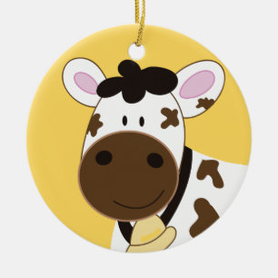 Brown and White Cow Farm Customized Ornament