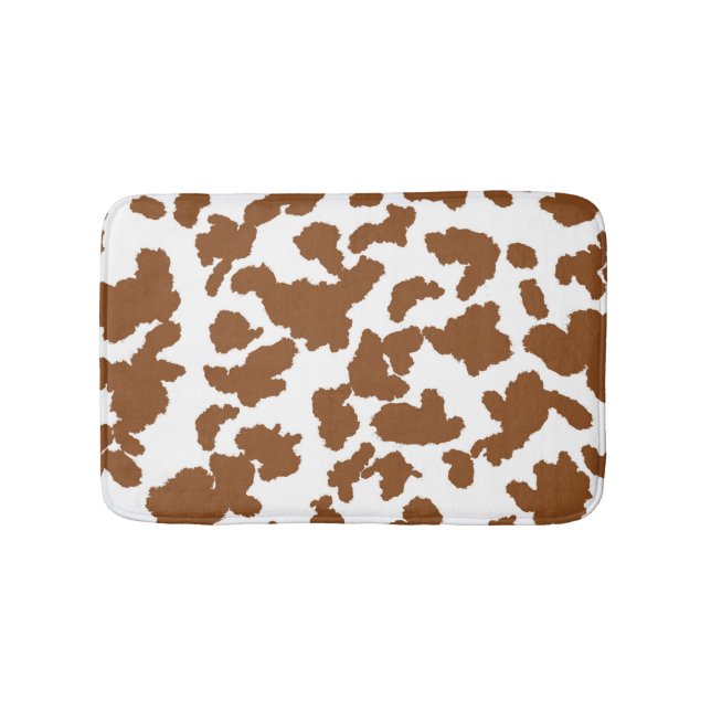 Brown And White Cow Hide Fur Pattern Bath Mat (Front)