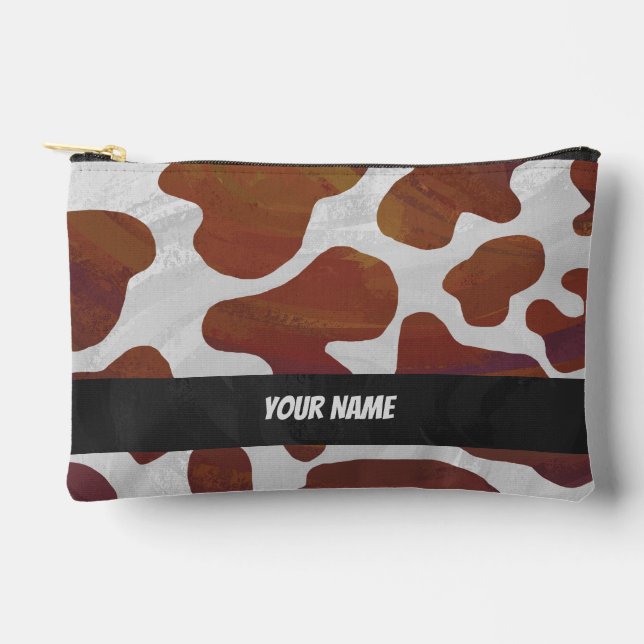 Brown and White Cow Pattern Accessory Pouch (Front)