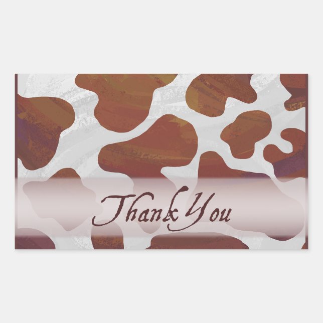 Brown and White Cow Spots Thank You Sticker (Front)