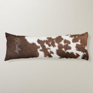 Brown and White Cowhide  Body Pillow