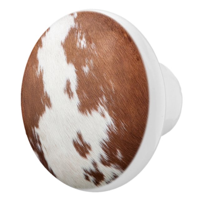 Brown and white cowhide realistic texture ceramic knob (Right)