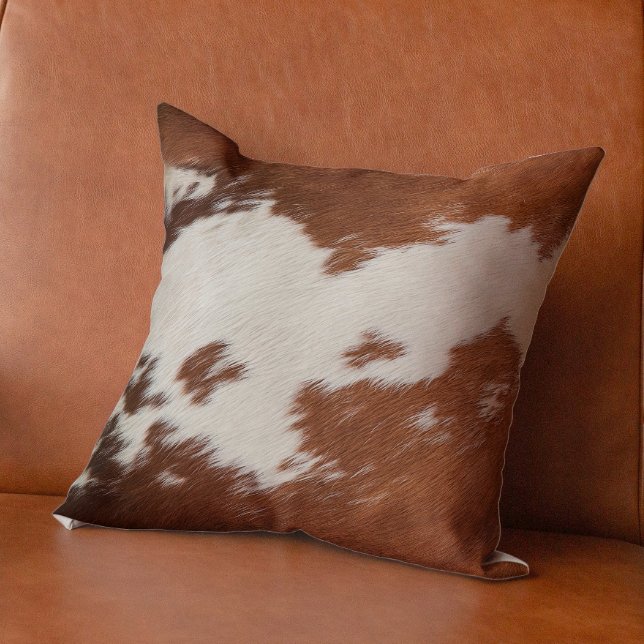 Brown and white cowhide texture 2 throw pillow (Creator Uploaded)