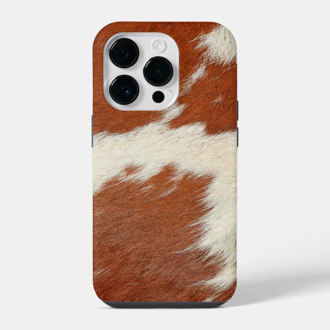Brown and white cowhide texture iPhone case (Back)