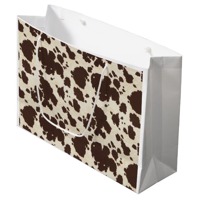 Brown and white cowprint bag (Front Angled)