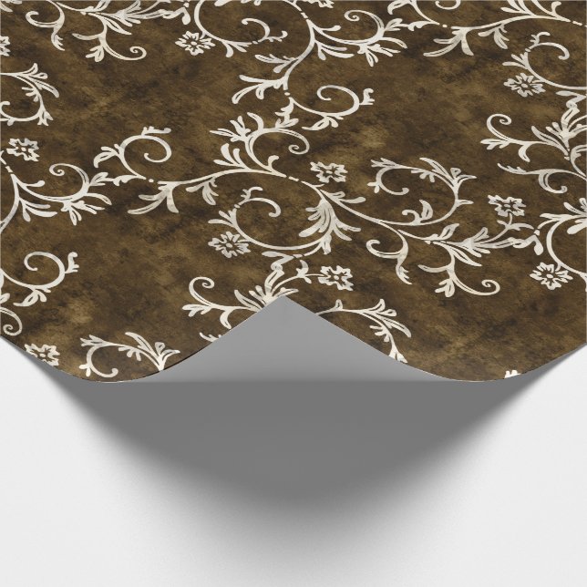 Brown and White Damask Wrapping Paper (Corner)