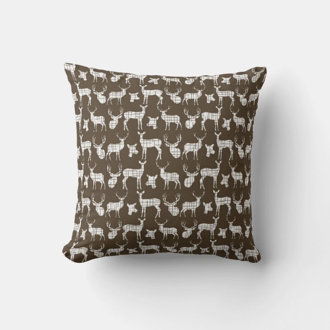 Brown and White Deer Throw Pillow (Front)