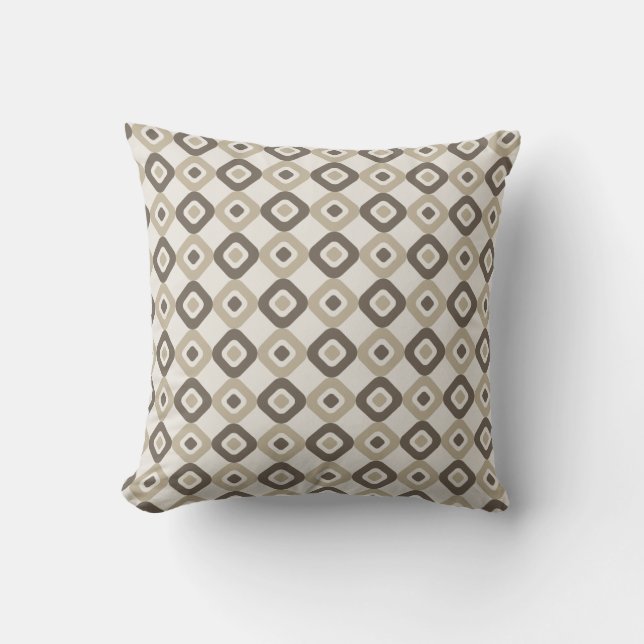Brown and White Diamonds Contemporary Pillow (Front)