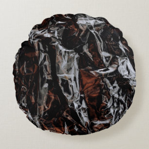 Brown and white dried leaves round pillow