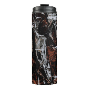 Brown and white dried leaves thermal tumbler