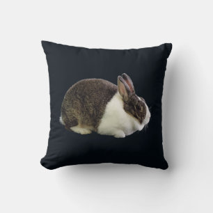 Brown and White Dutch Rabbit Throw Pillow