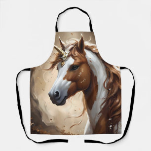 Brown And White Fantasy Unicorn, Apron