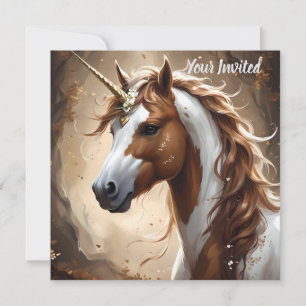 Brown And White Fantasy Unicorn,  Invitation