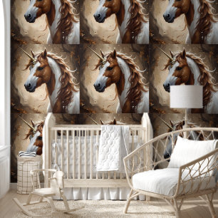 Brown And White Fantasy Unicorn, Wallpaper