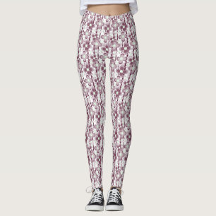 brown and white floral pattern leggings