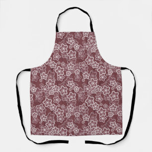 brown and white floral pattern retro sixties apron