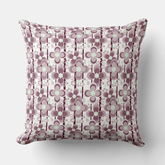 brown and white floral pattern throw pillow (Front)