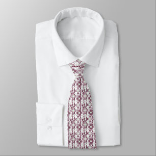brown and white floral pattern tie