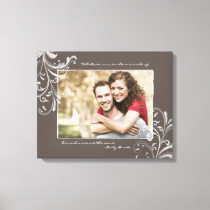 Brown and White Floral Photo Template Picture Canvas Print