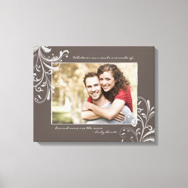 Brown and White Floral Photo Template Picture Canvas Print (Front)