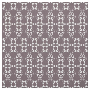 Brown and white geometric ornament pattern fabric