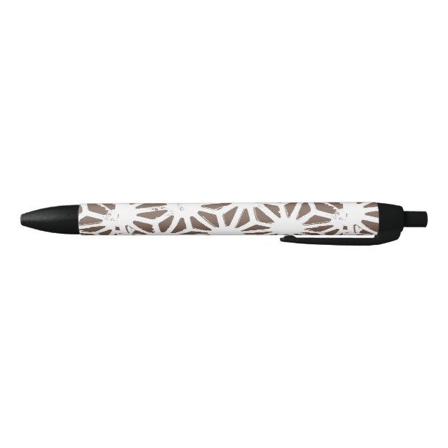 Brown and white geometric pattern black ink pen (Bottom)