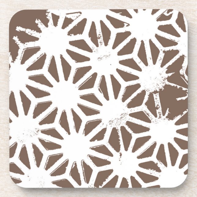 Brown and white geometric pattern coaster (Front)