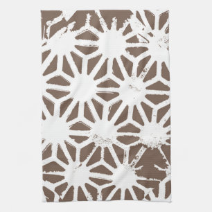 Brown and white geometric pattern kitchen towel