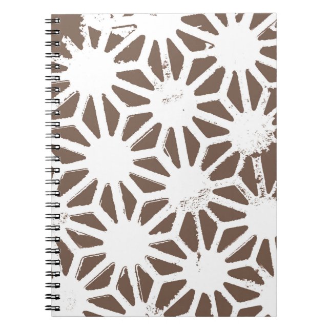 Brown and white geometric pattern notebook (Front)