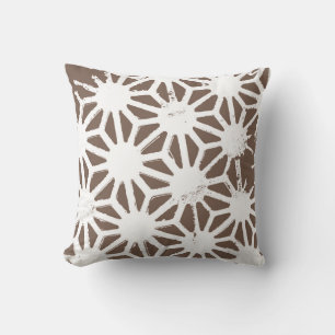 Brown and white geometric pattern throw pillow