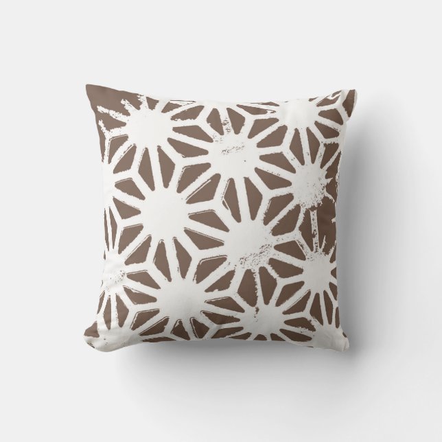 Brown and white geometric pattern throw pillow (Front)