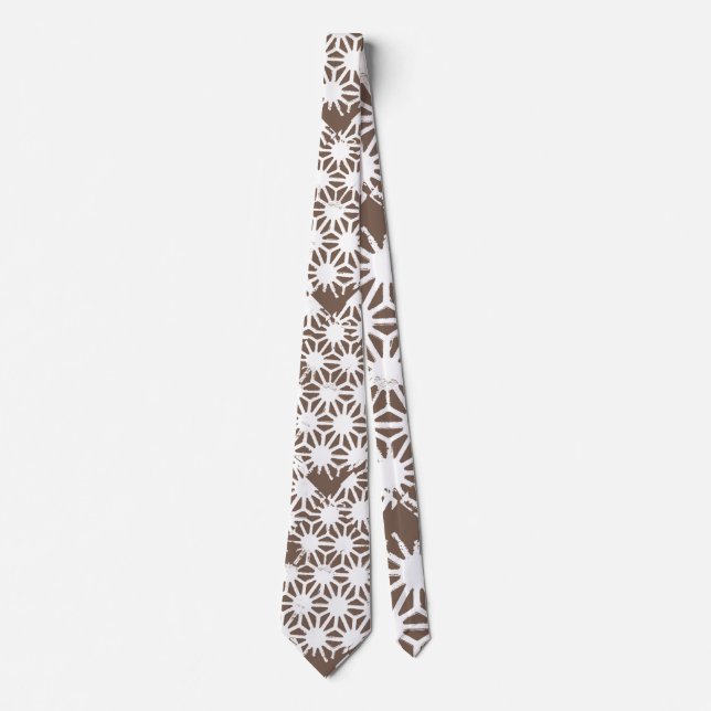 Brown and white geometric pattern tie (Front)