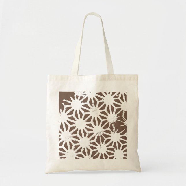 Brown and white geometric pattern tote bag (Front)