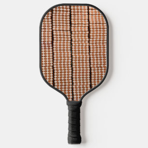 Brown and White Geometric Print Pickleball Paddle