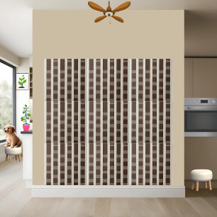 Brown and White Gingham Checkered Pattern Tile